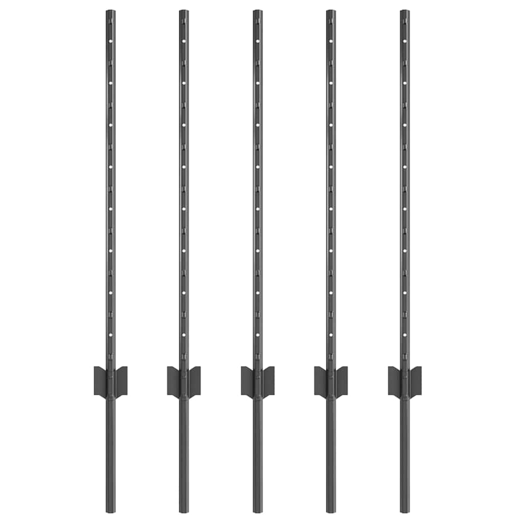 Palo per recinzione interrato 5 pcs Grigio 120 cm