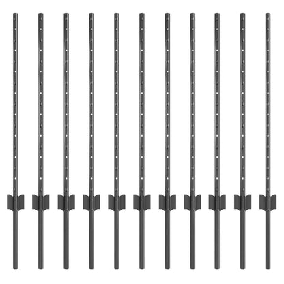 Palo della recinzione 11 pcs Grigio 80 cm Acciaio | homemem39