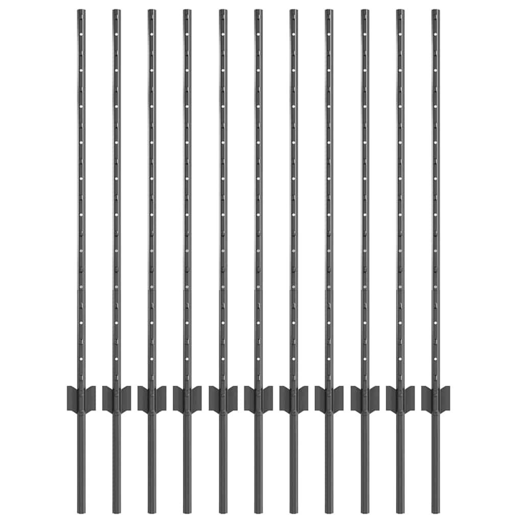 Palo della recinzione 11 pcs Grigio 100 cm Acciaio | homemem39