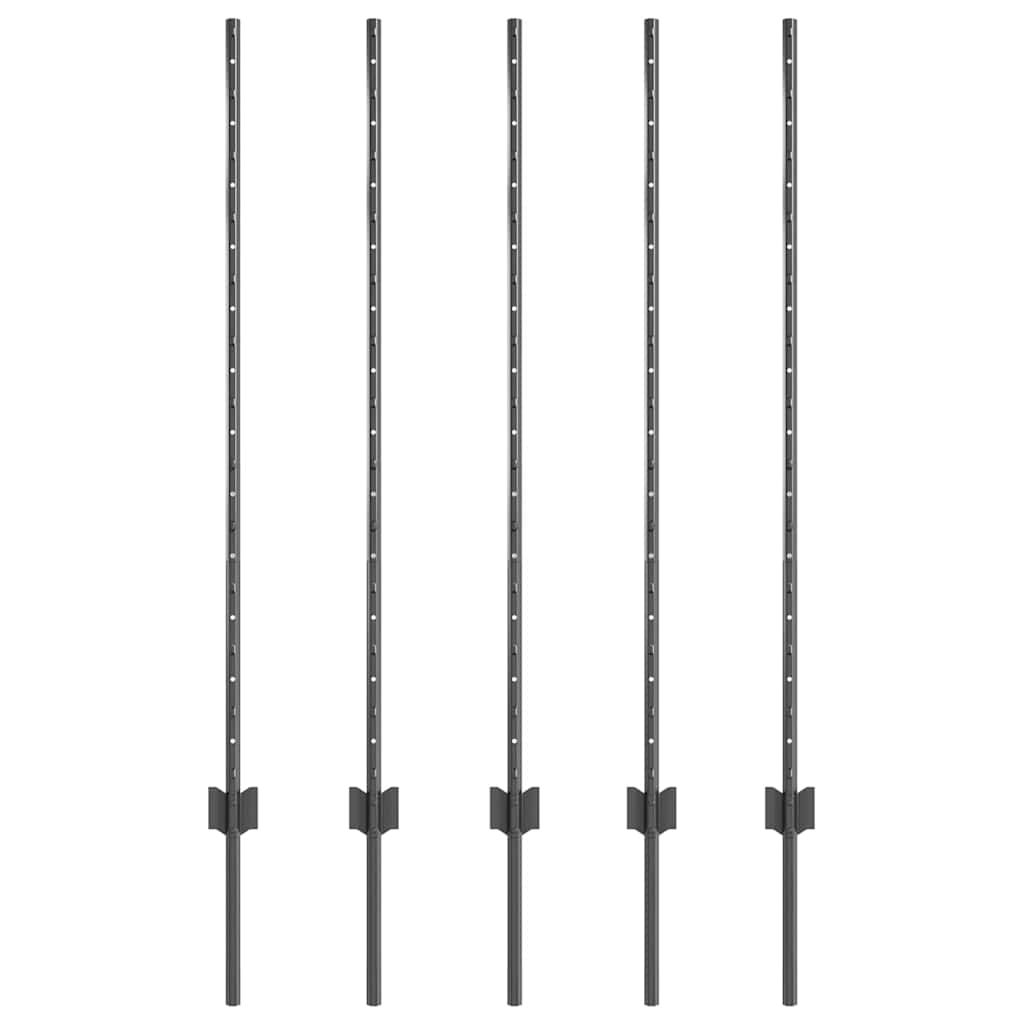 Palo della recinzione 5 pcs Grigio 120 cm Acciaio | homemem39