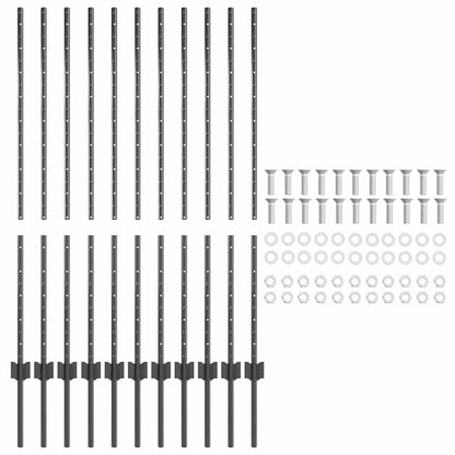 Palo della recinzione 11 pcs Grigio 120 cm Acciaio | homemem39