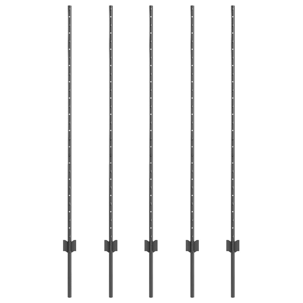 Palo per recinzione interrato 5 pcs Grigio 180 cm
