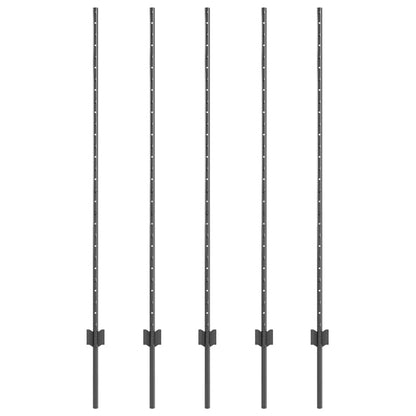 Palo per recinzione interrato 5 pcs Grigio 180 cm