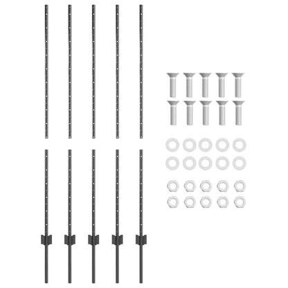 Palo per recinzione interrato 5 pcs Grigio 180 cm