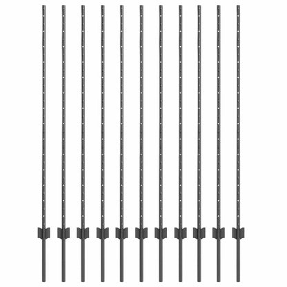 Palo per recinzione interrato 11 pcs Grigio 180 cm