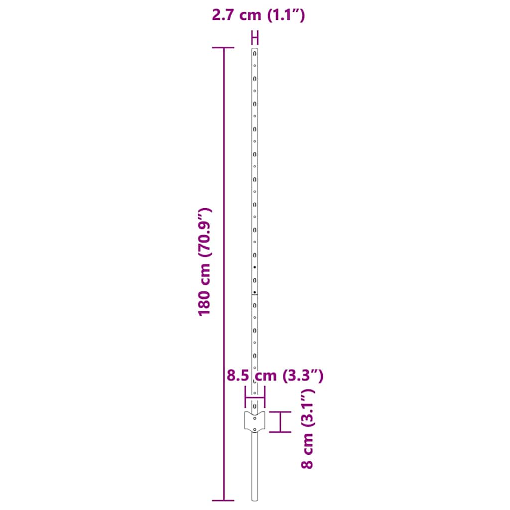 Palo della recinzione 11 pcs Grigio 140 cm Acciaio | homemem39