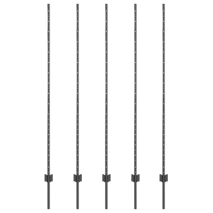 Palo della recinzione 5 pcs Grigio 150 cm Acciaio | homemem39
