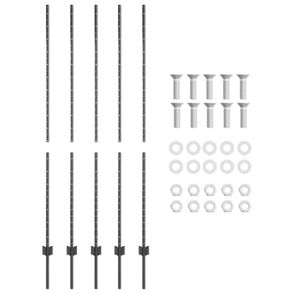 Palo della recinzione 5 pcs Grigio 150 cm Acciaio | homemem39