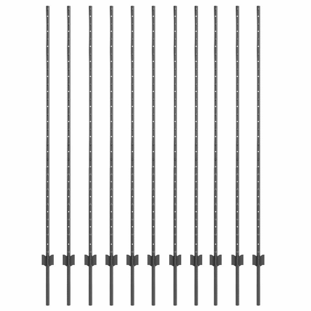 Palo della recinzione 11 pcs Grigio 150 cm Acciaio | homemem39