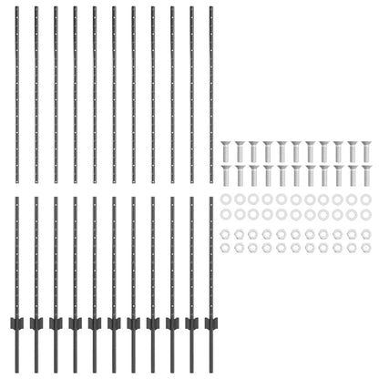Palo della recinzione 11 pcs Grigio 150 cm Acciaio | homemem39