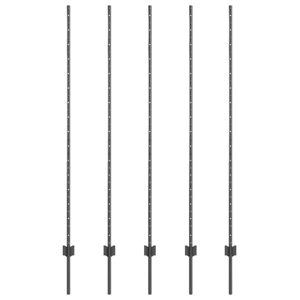 Palo della recinzione 5 pcs Grigio 160 cm Acciaio | homemem39