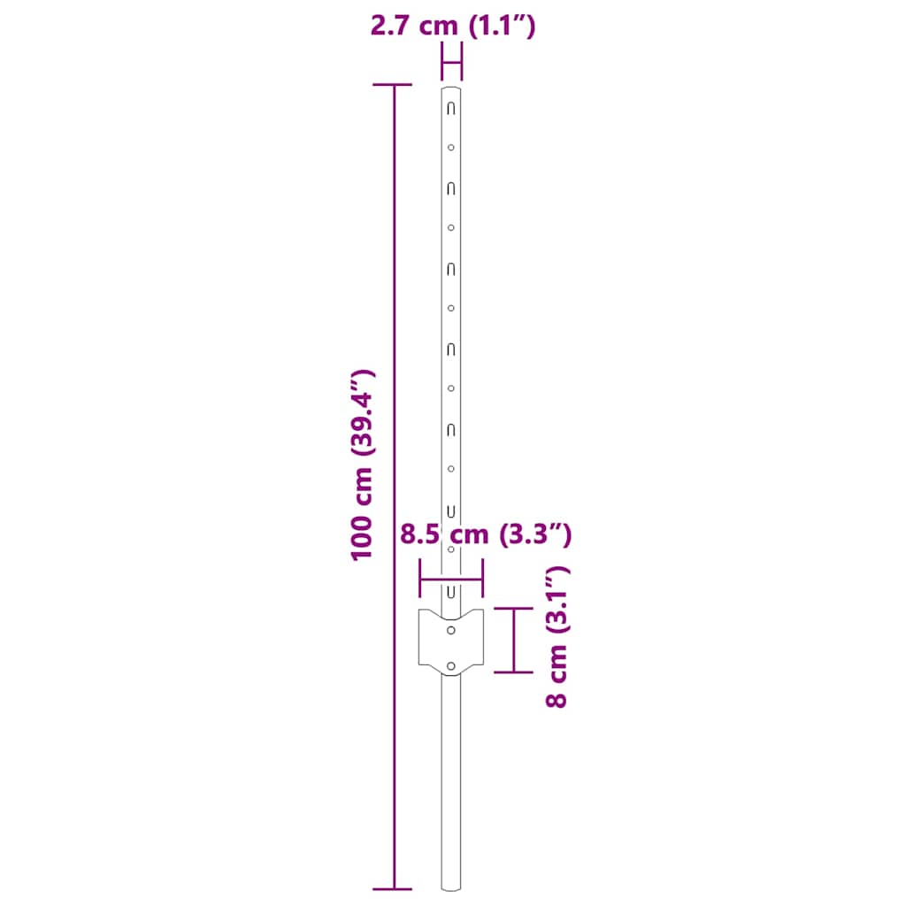 Palo della recinzione 5 pcs Argento 60 cm Acciaio | homemem39