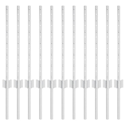 Palo per recinzione interrato 11 pcs Argento 100 cm