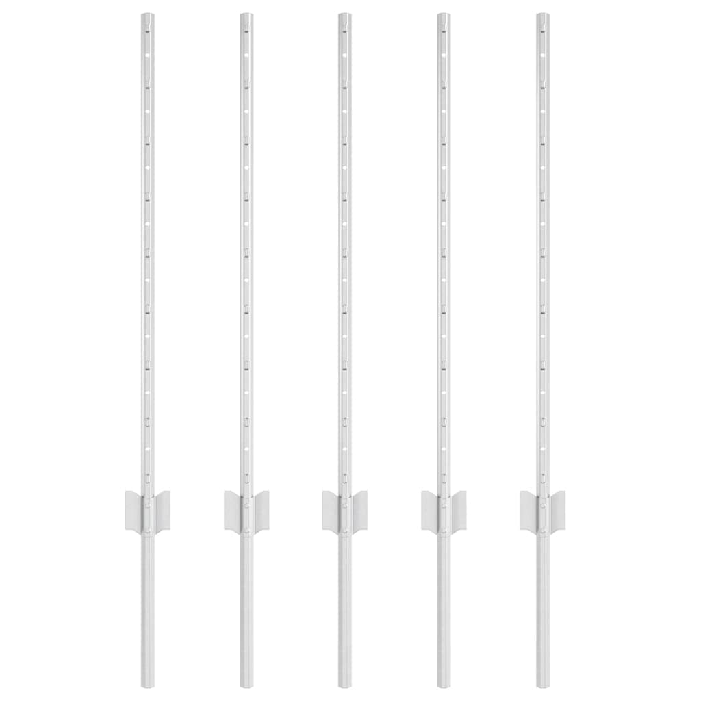 Palo della recinzione 5 pcs Argento 80 cm Acciaio | homemem39
