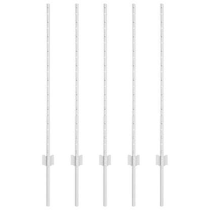 Palo per recinzione interrato 5 pcs Argento 140 cm