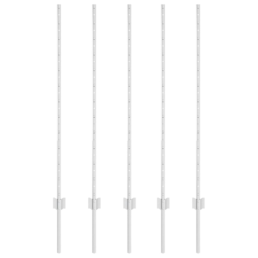 Palo per recinzione interrato 5 pcs Argento 160 cm
