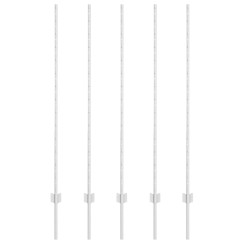 Palo per recinzione interrato 5 pcs Argento 180 cm