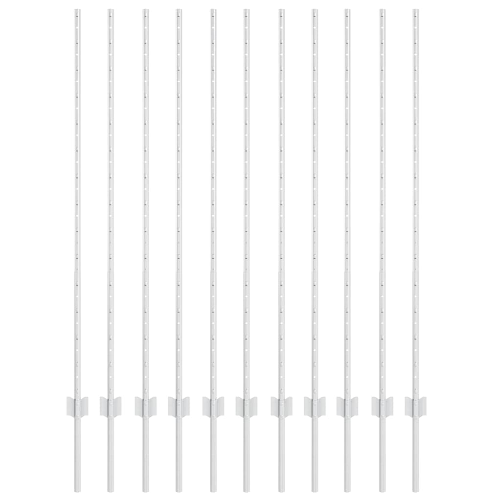 Palo per recinzione interrato 11 pcs Argento 180 cm