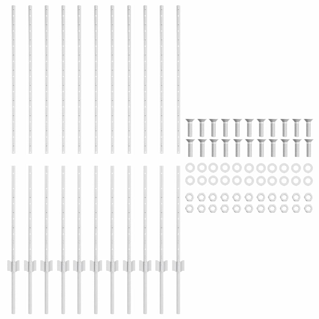 Palo per recinzione interrato 11 pcs Argento 180 cm