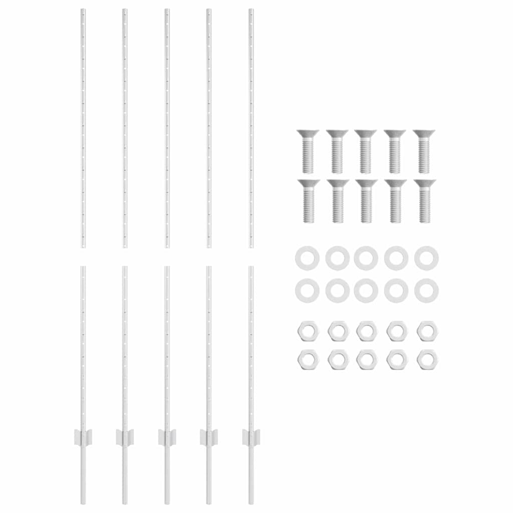 Palo della recinzione 5 pcs Argento 150 cm Acciaio | homemem39