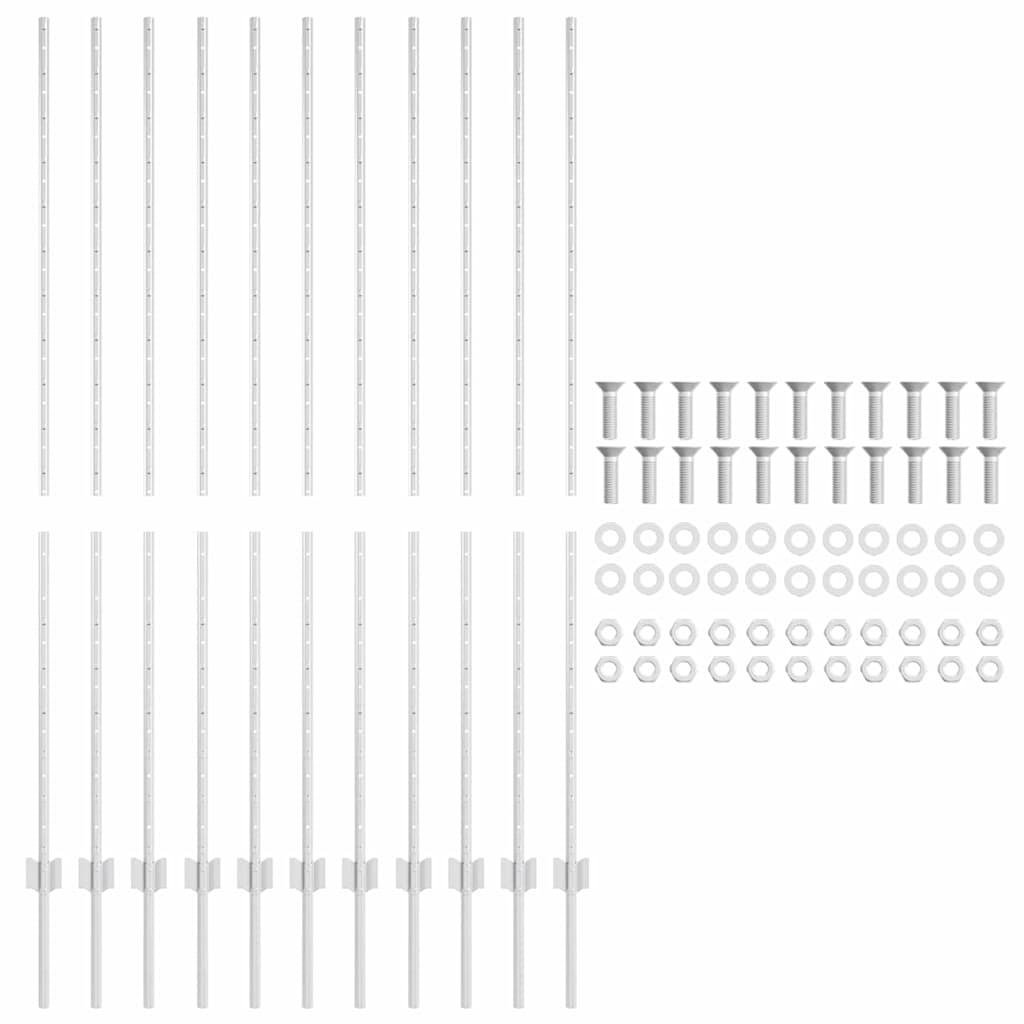 Palo per recinzione interrato 11 pcs Argento 200 cm