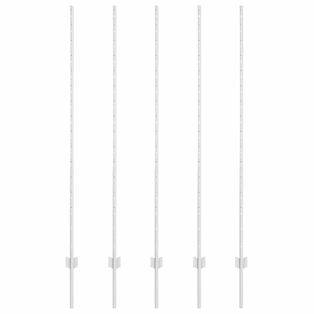 Palo per recinzione interrato 5 pcs Argento 200 cm
