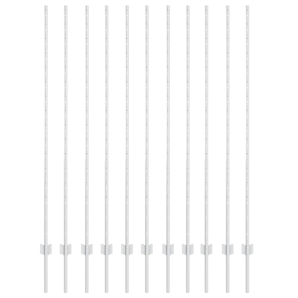 Palo per recinzione interrato 11 pcs Argento 200 cm