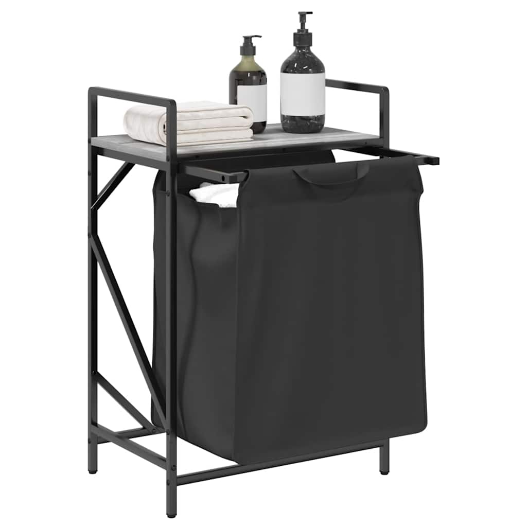 Cesto della Biancheria 1 Scomparto con Ripiano Grigio Sonoma