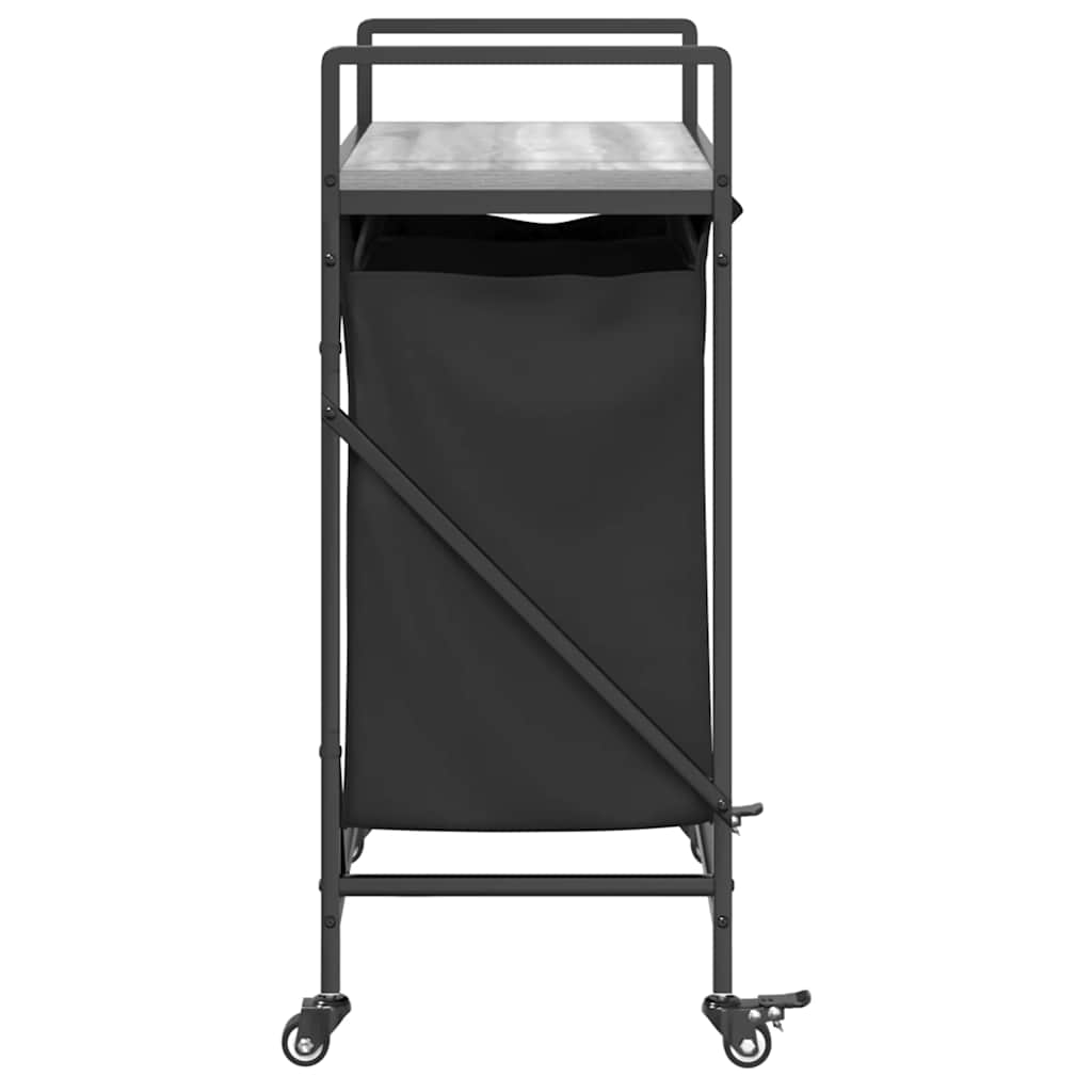 Cesto della Biancheria 2 Scomparti con Ruote Grigio Sonoma - homemem39