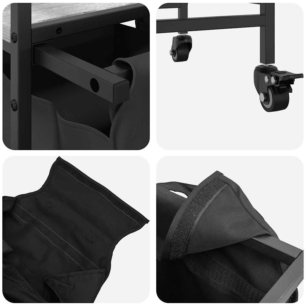 Cesto della Biancheria 2 Scomparti con Ruote Grigio Sonoma - homemem39