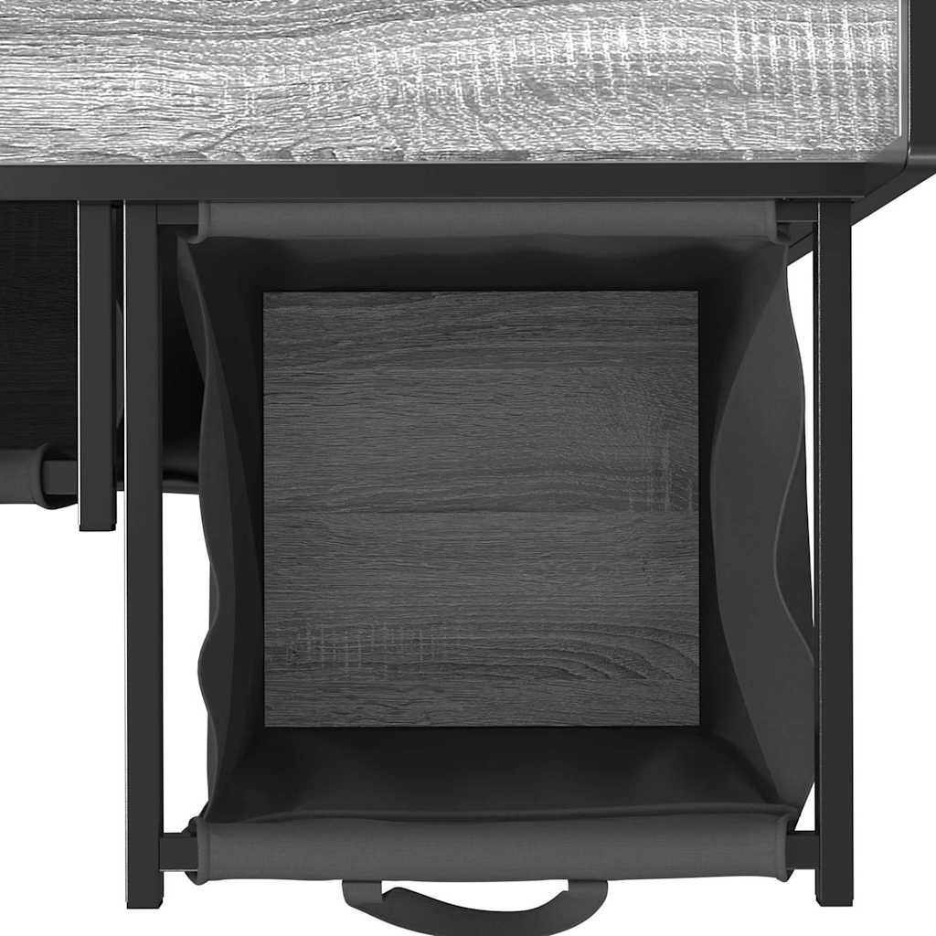 Cesto della Biancheria 2 Scomparti con Ruote Grigio Sonoma - homemem39