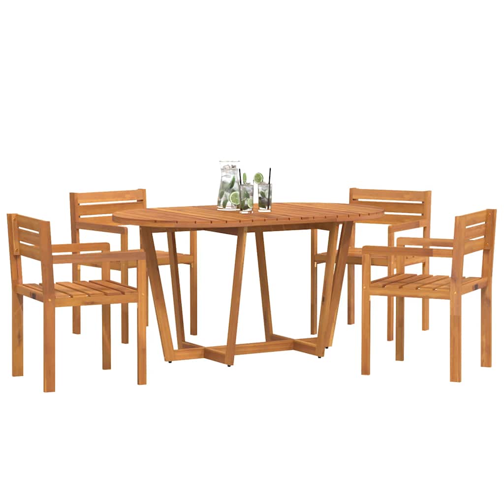 Set da pranzo da giardino da 5 pz in Legno Massello di Acacia
