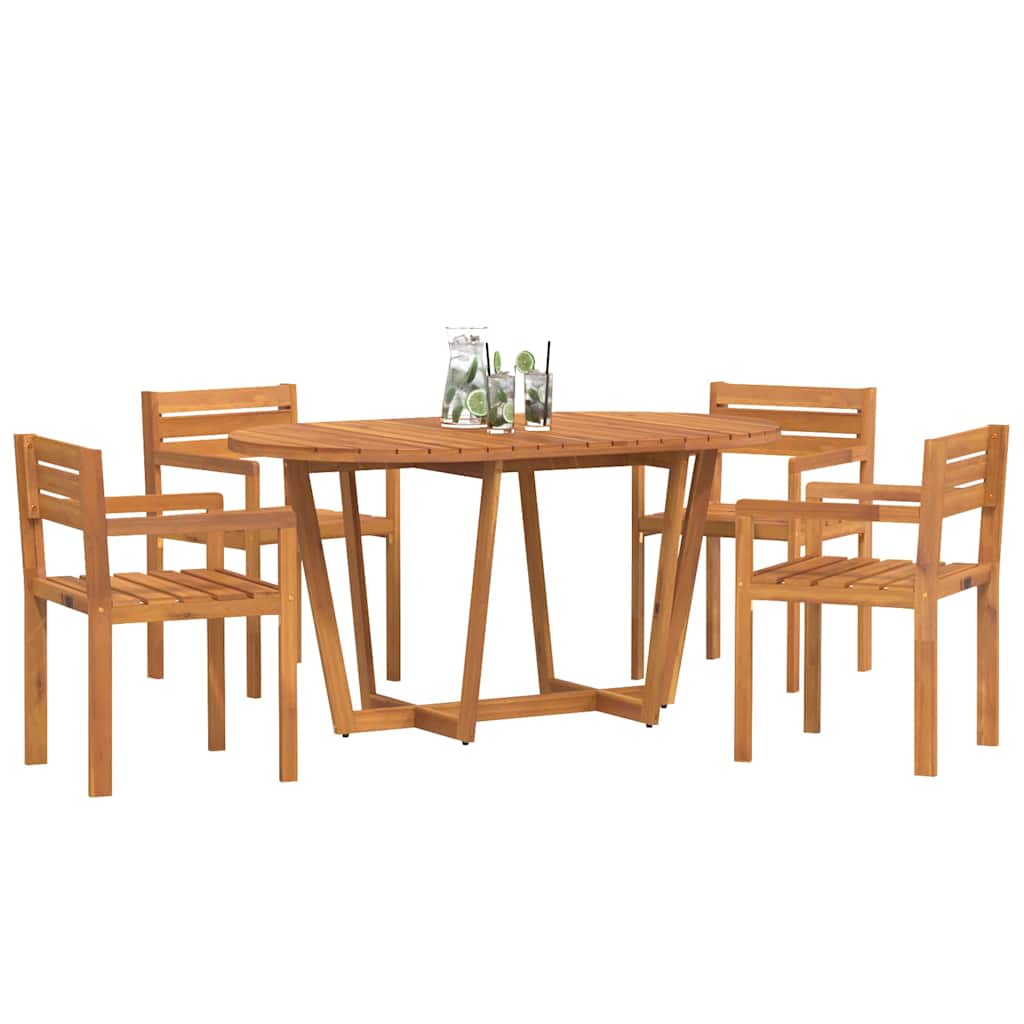 Set da pranzo da giardino da 5 pz in Legno Massello di Acacia