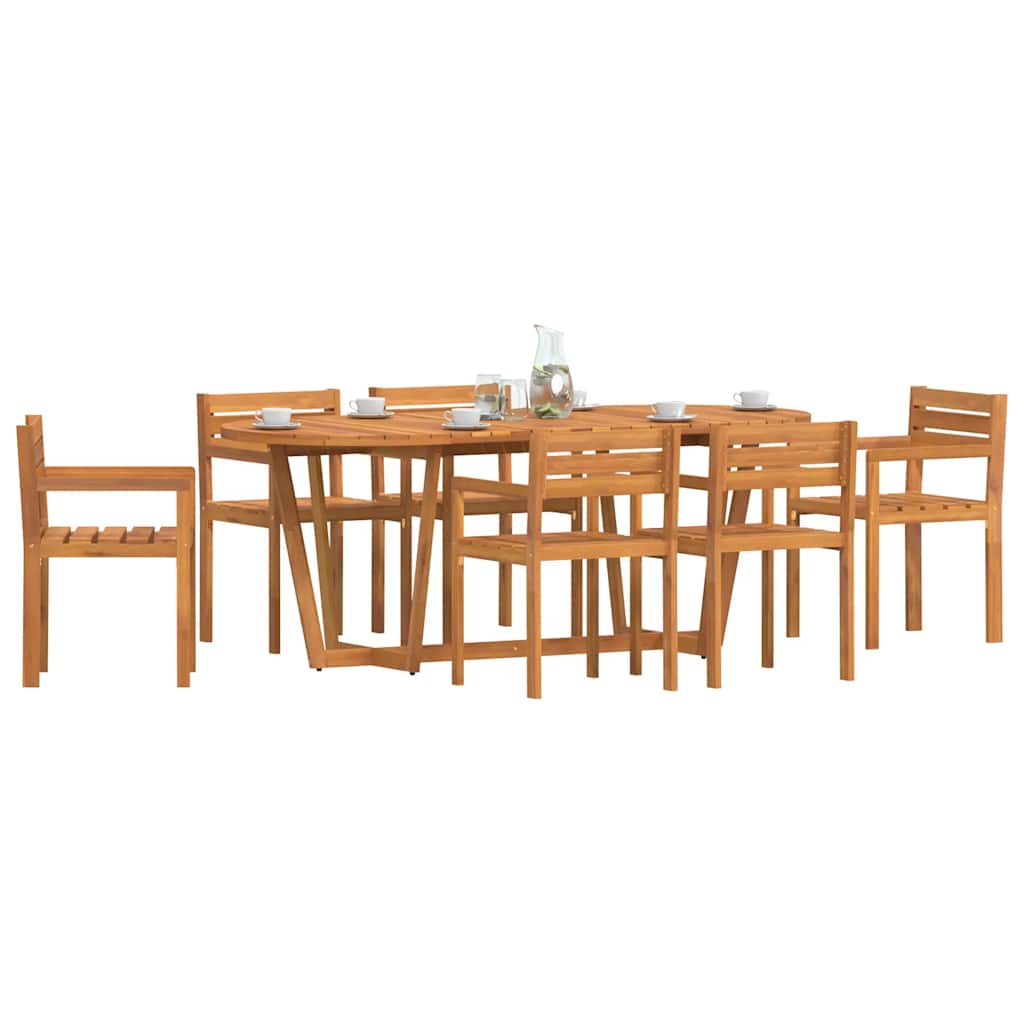 Set da pranzo da giardino da 7 pz in Legno Massello di Acacia