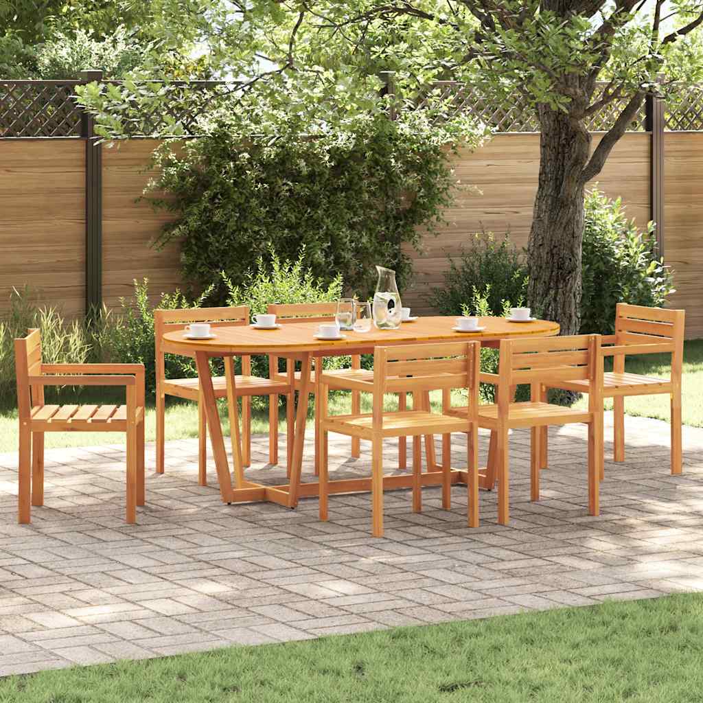 Set da pranzo da giardino da 7 pz in Legno Massello di Acacia