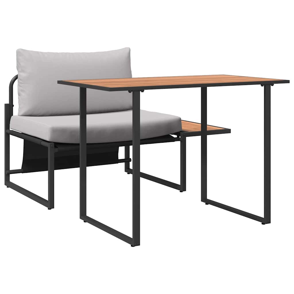 Set da Pranzo per Giardino 2 pcs Grigio chiaro Acciaio - homemem39