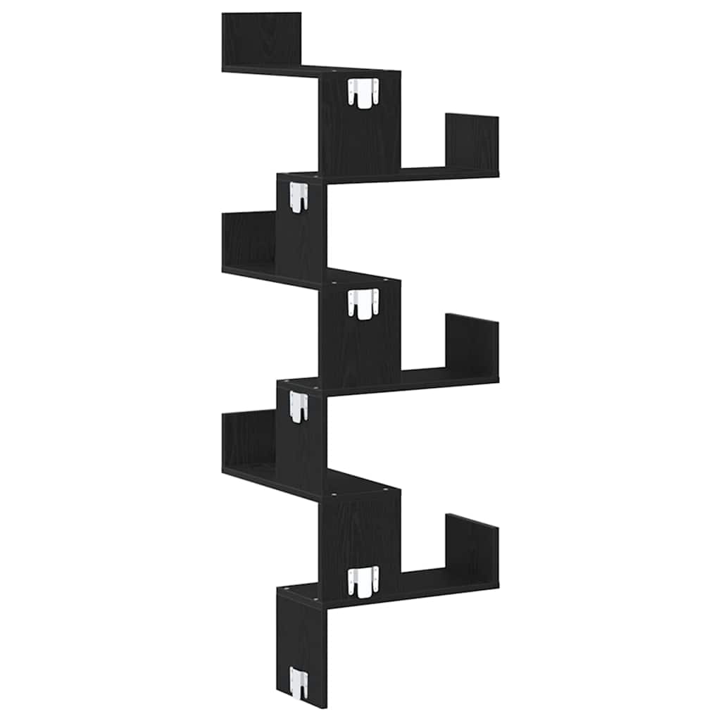 Mensola Angolare da Parete Rovere Nero 45 x 45 x 147 cm