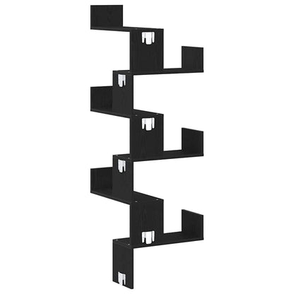 Mensola Angolare da Parete Rovere Nero 45 x 45 x 147 cm