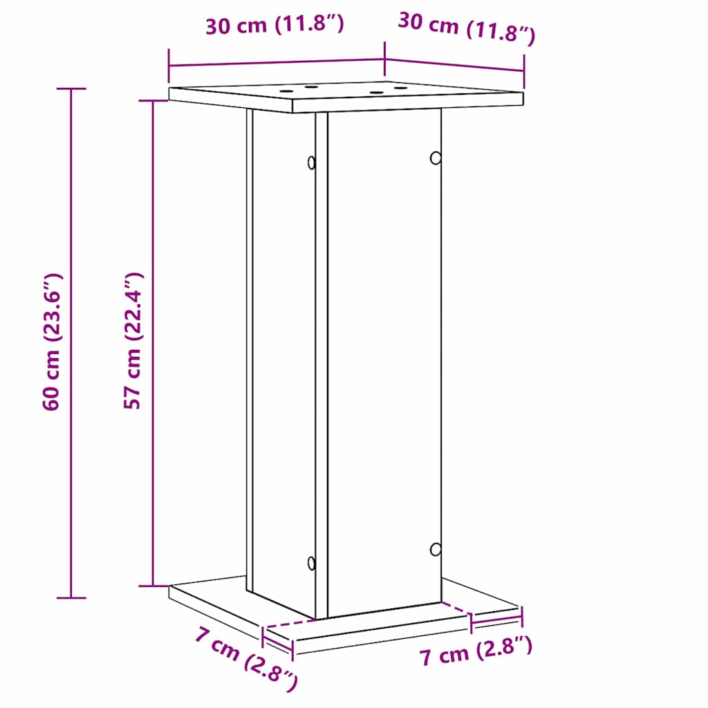 Supporti per Altoparlanti 2 pcs Rovere Nero 30 x 30 x 60 cm