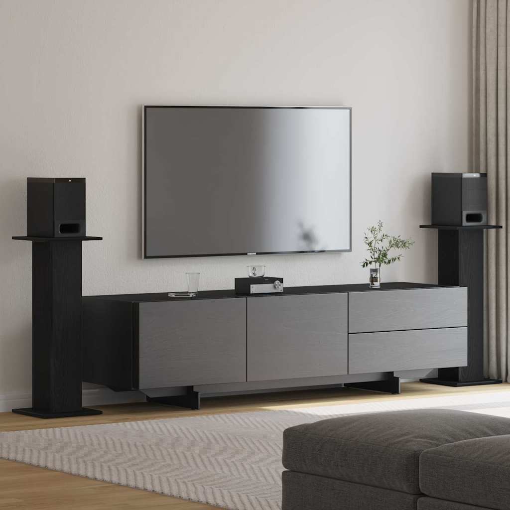 Supporti per Altoparlanti 2 pcs Rovere Nero 30 x 30 x 80 cm