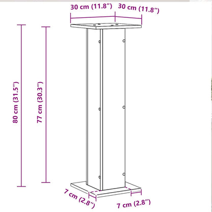 Supporti per Altoparlanti 2 pcs Rovere Nero 30 x 30 x 80 cm