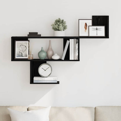 Scaffale a Parete Rovere Nero 100x15x70 cm in Truciolato | homemem39