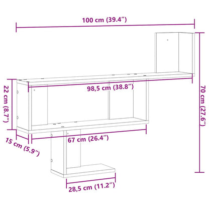 Scaffale a Parete Rovere Nero 100x15x70 cm in Truciolato | homemem39