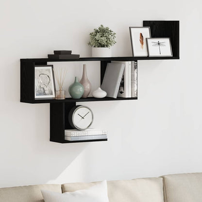 Scaffale a Parete Rovere Nero 100x15x70 cm in Truciolato | homemem39