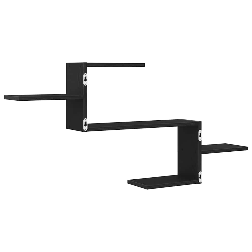 Scaffale a Parete Rovere Nero 104x15x49 cm in Truciolato | homemem39
