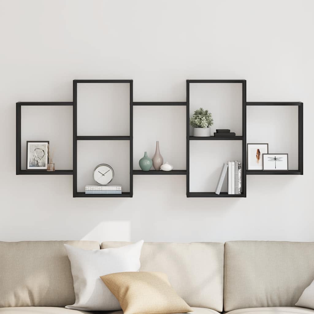 Scaffale a Parete Rovere Nero 159x18x65 cm in Truciolato | homemem39