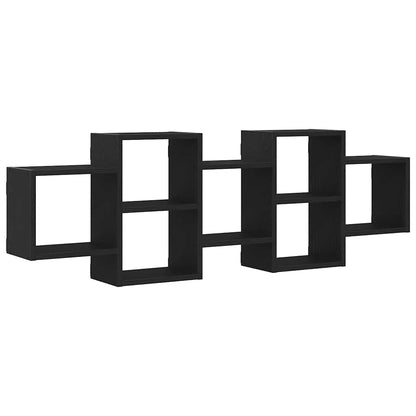 Scaffale a Parete Rovere Nero 129x18x42 cm in Truciolato