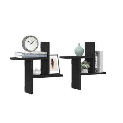 Mensole da Parete 2pz Rovere Nero 38x12x38 cm in Truciolato