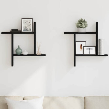 Mensole da Parete 2 pz Rovere Nero 50x12x50 cm in Truciolato | homemem39