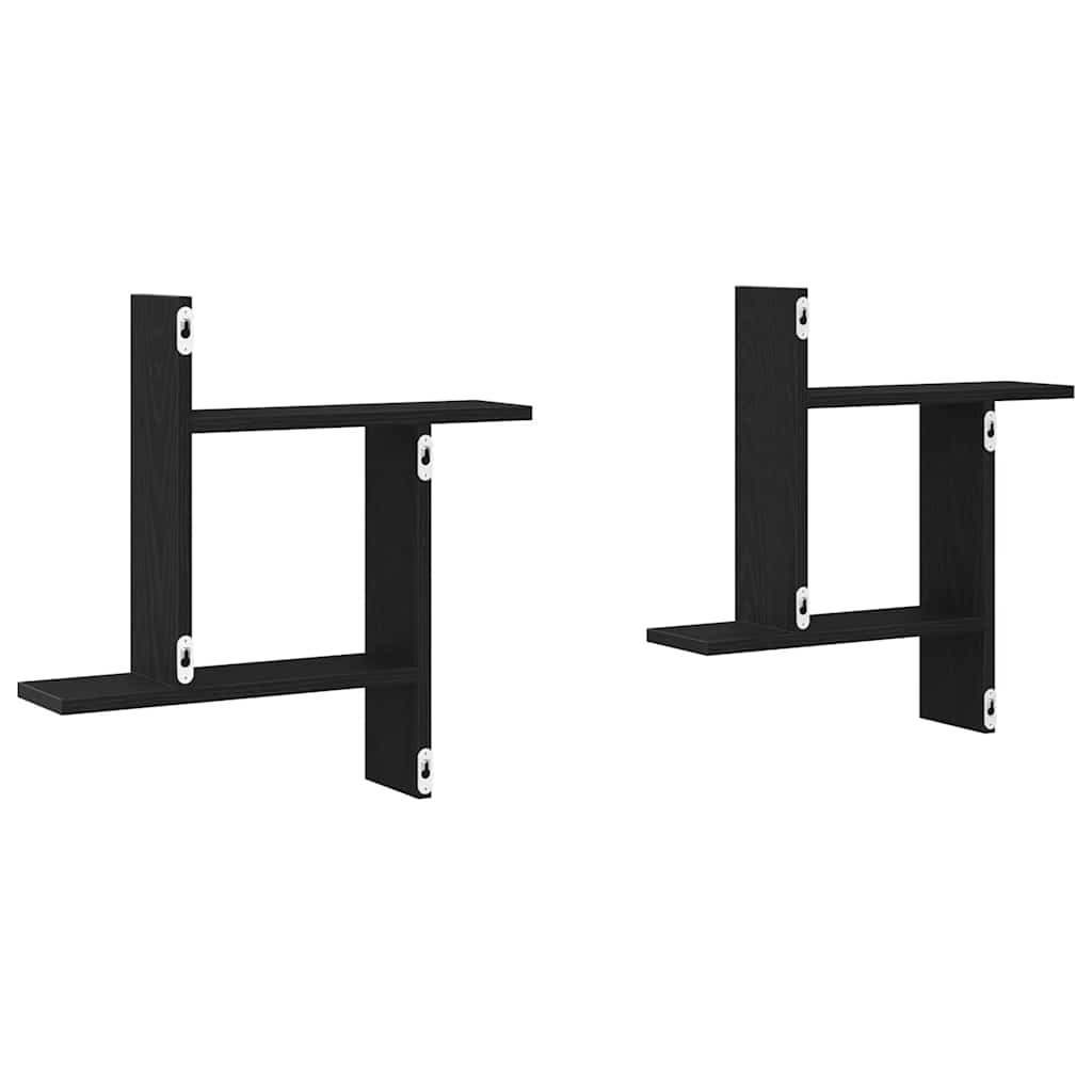 Mensole da Parete 2 pz Rovere Nero 50x12x50 cm in Truciolato | homemem39